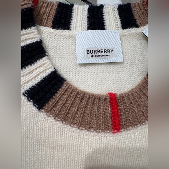 Burberry Icon Stripe cashmere sweater white M - Picture 3 of 4